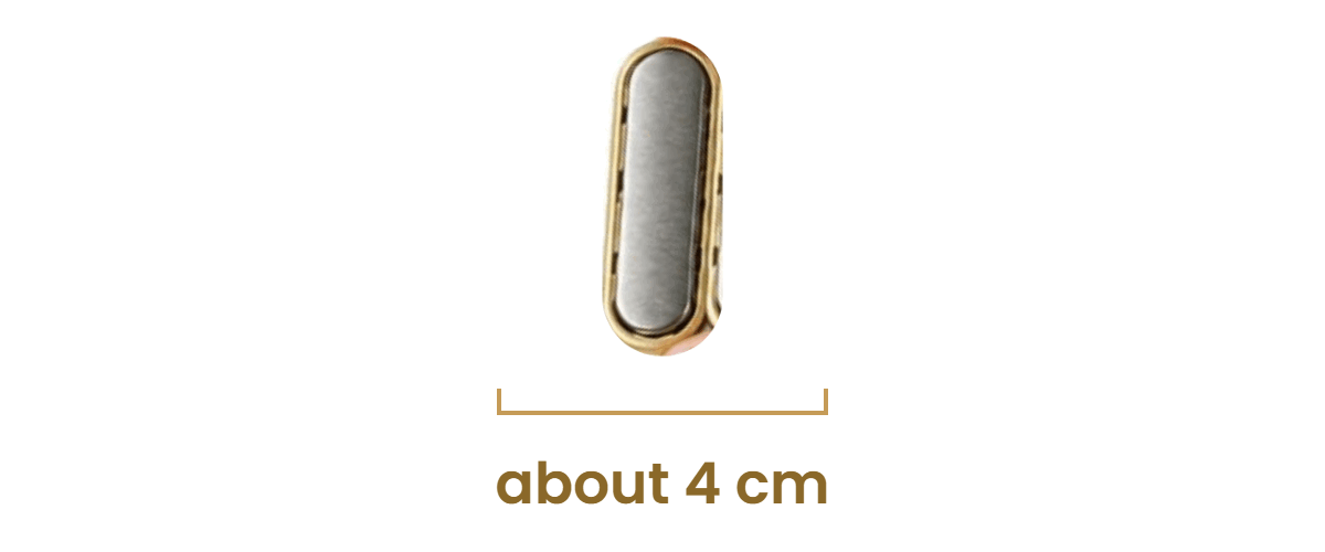 A MagDI magnet shown at its real size, around four centimetres, beside a scale