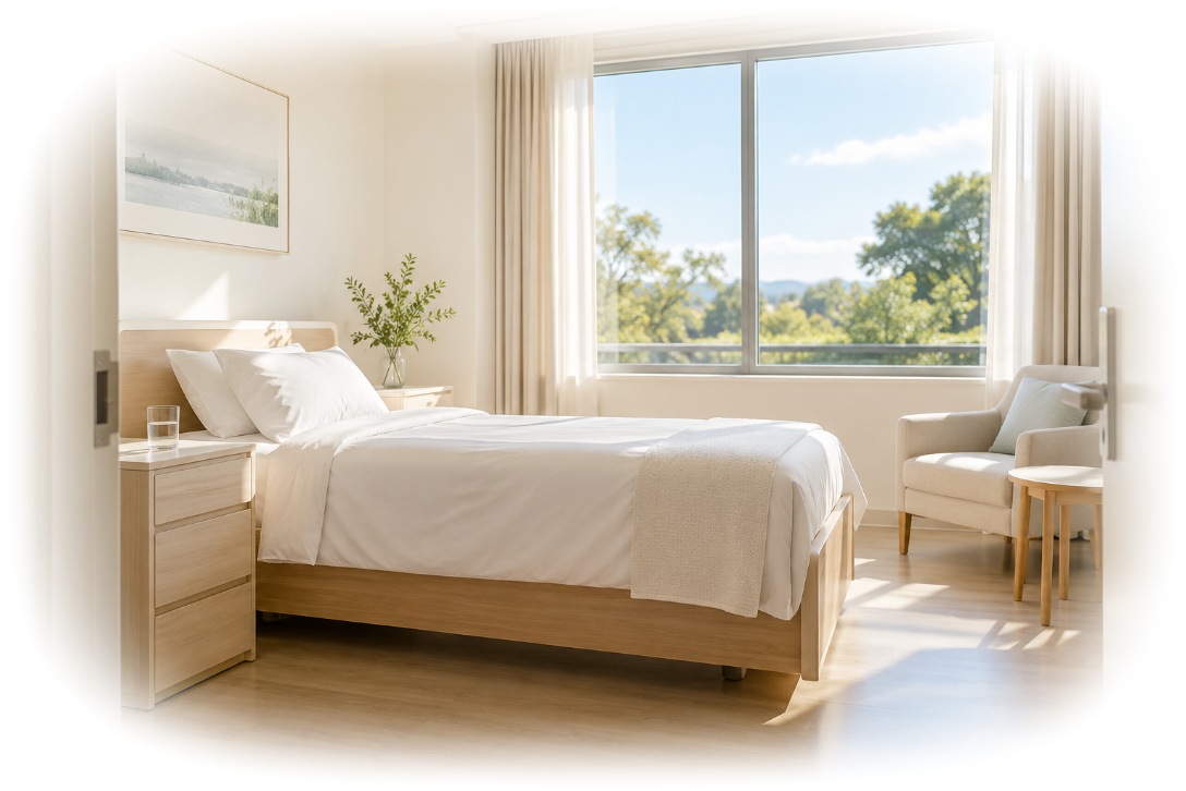 A calm, bright hospital room