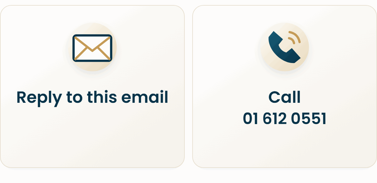 Two ways to start: reply to this email, or call 01 612 0551
